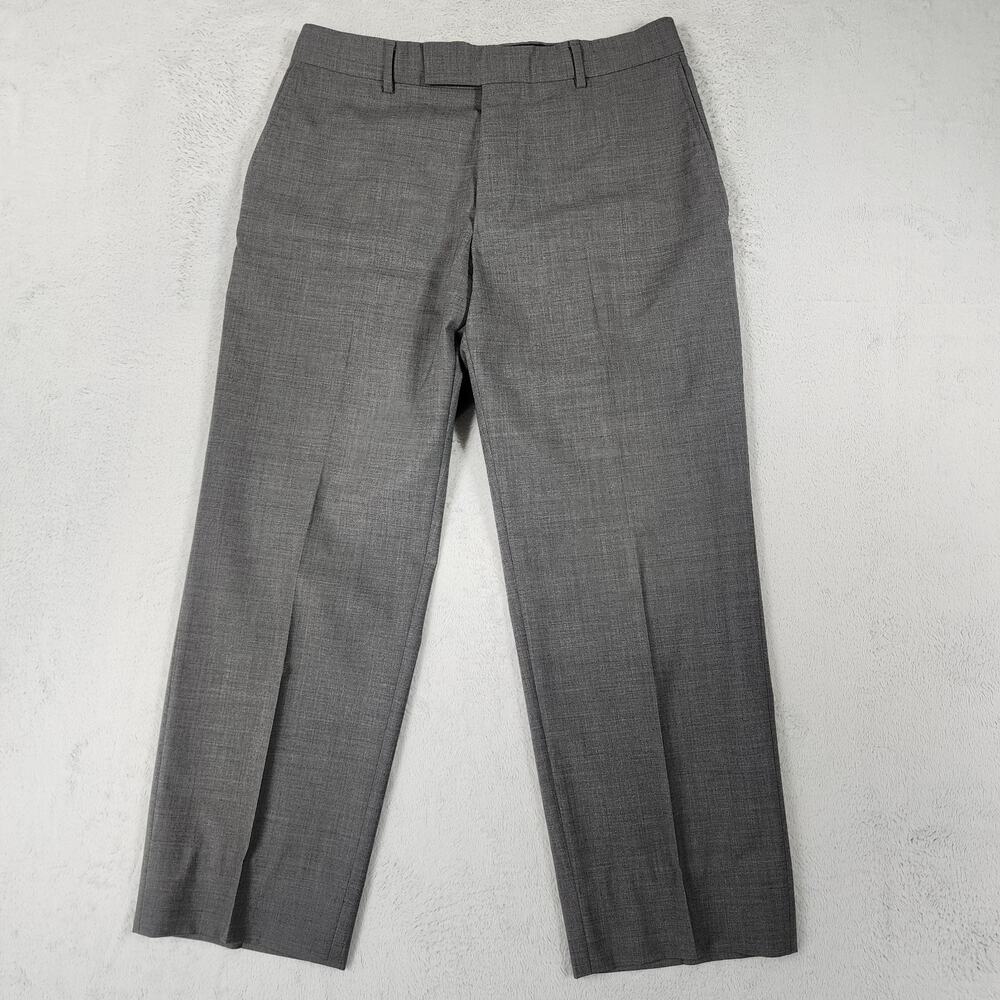 Hugo Boss Dress Pants Mens 32x27 Gray Wool Flat Front